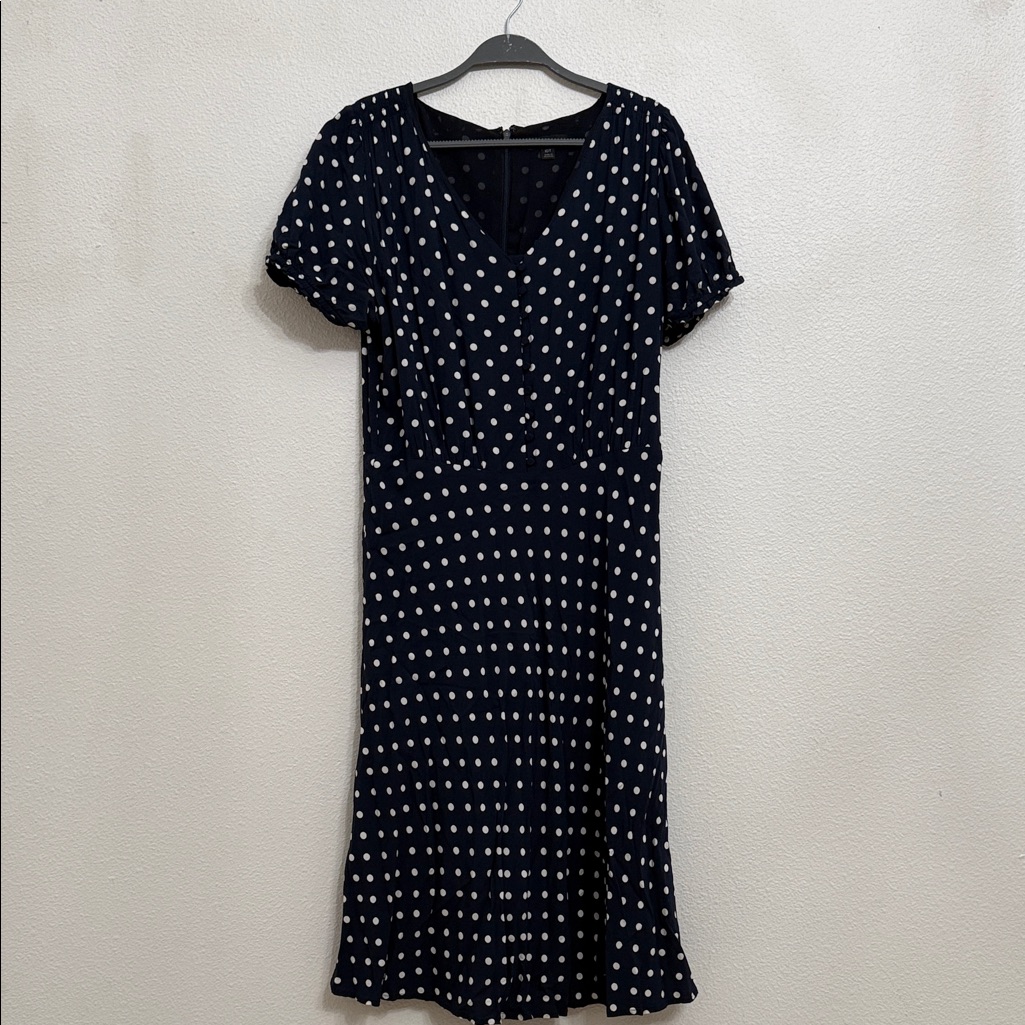 J. Crew Navy And White Midi Dress